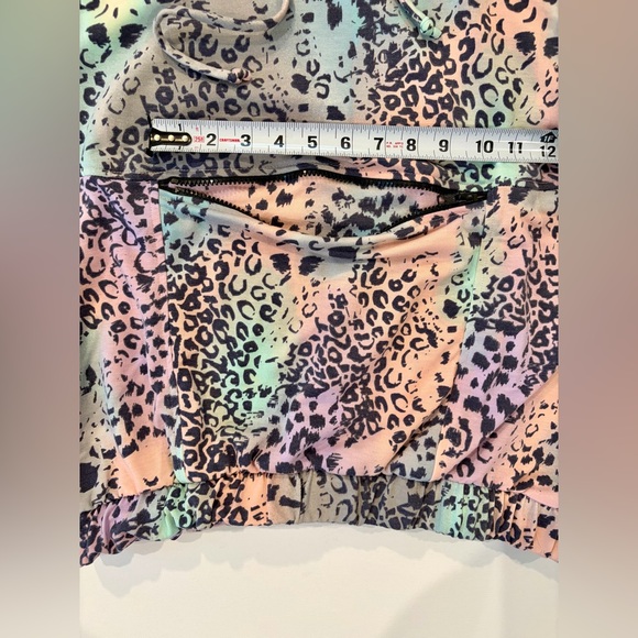White Birch Rare Rainbow Neon Animal Print Leopard Hoodie Medium 90’s Style - Picture 9 of 11